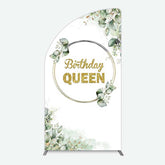 Aperturee Aperturee Birthday Queen Greenery Leaves Half Moon Arch Backdrop